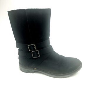 UGG Boots Womens SZ 7.5 BLK Glendale Leather Shearling Lined Pull On Waterproof
